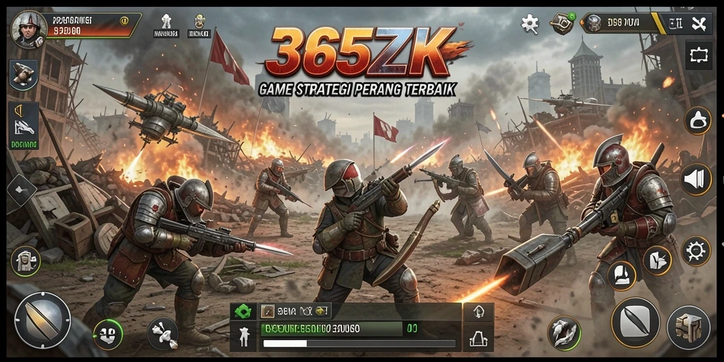 Tampilan gameplay mendalam dari 365ZK yang menampilkan strategi perang.
