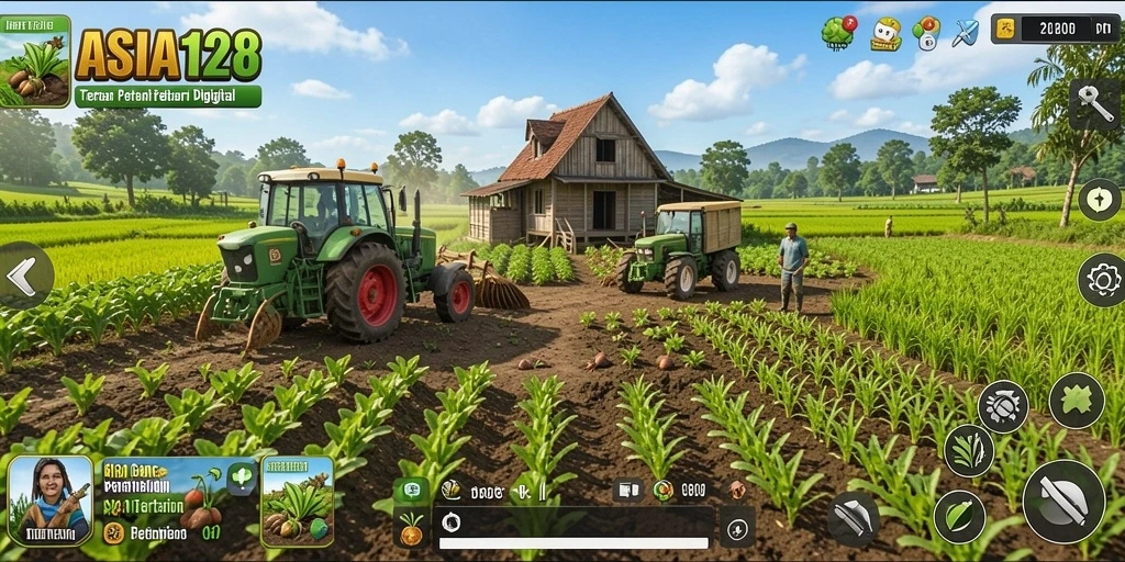 Tampilan menarik dari gameplay di ASIA128 saat bertani.