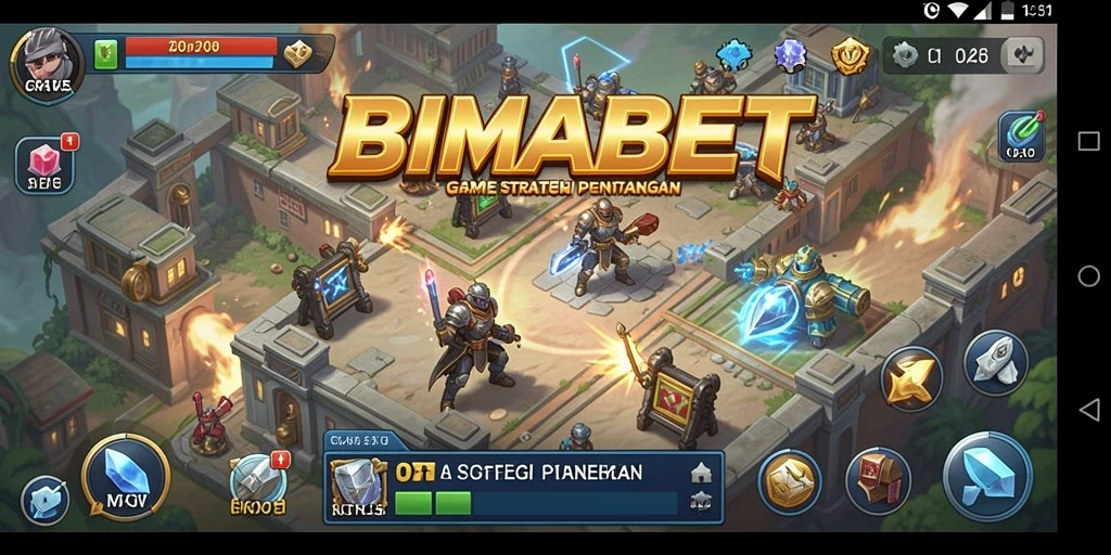 Screenshot gameplay BIMABET menampilkan pertempuran strategi yang intens.