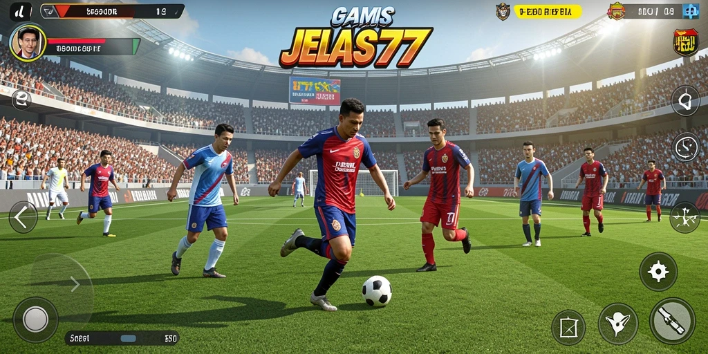 Tampilan gameplay menarik dari JELAS777 dengan aksi sepak bola yang mendebarkan.