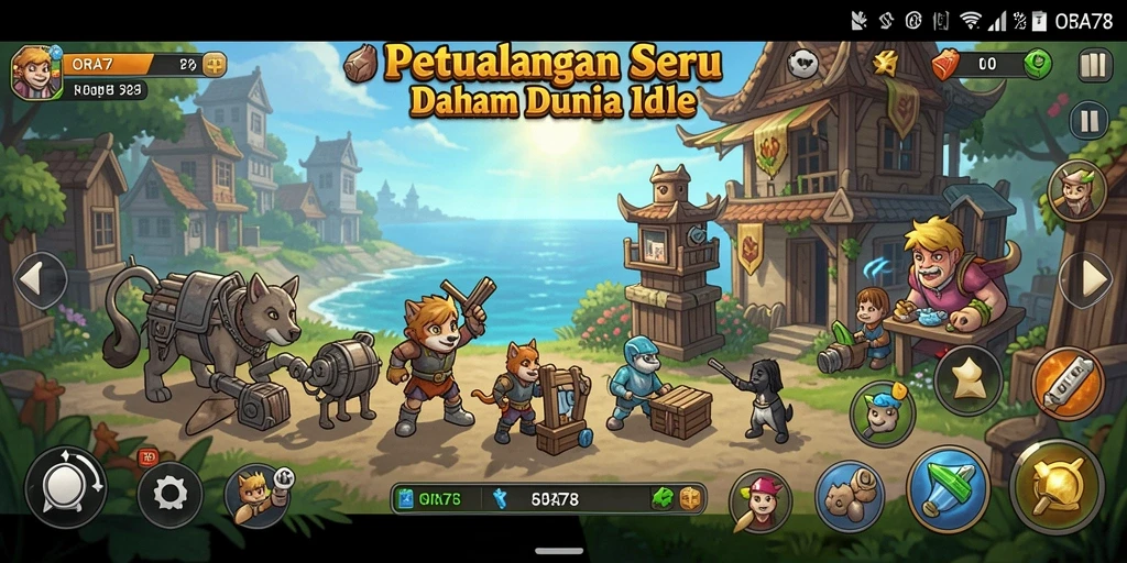 Screenshot utama ORA78 menampilkan gameplay santai yang menarik.