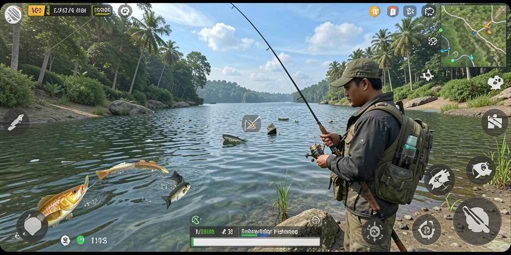 Tangkapan ikan yang menakjubkan dalam gameplay V98.
